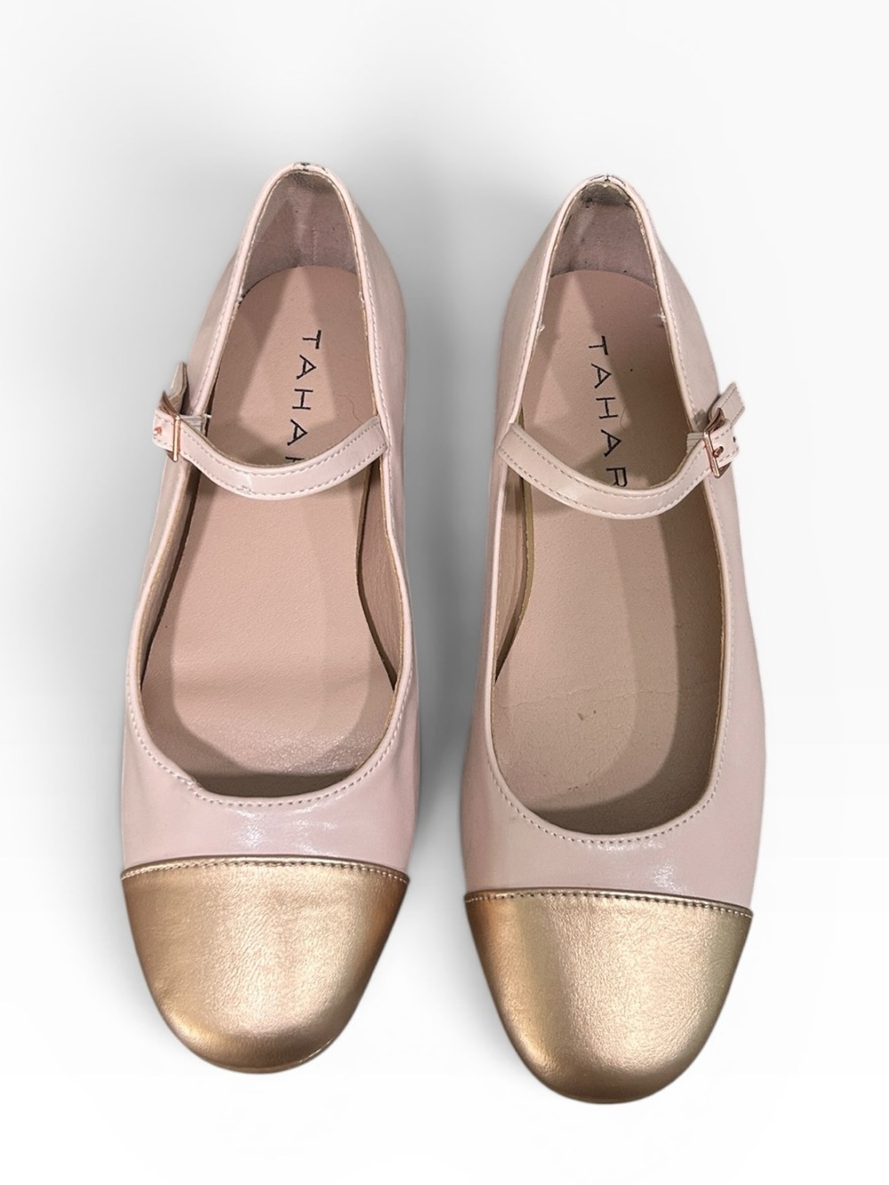 Tahari "Loft" Mary Jane Flat Vegan Leather Pink Rose Gold Size 8 - Picture 10 of 10